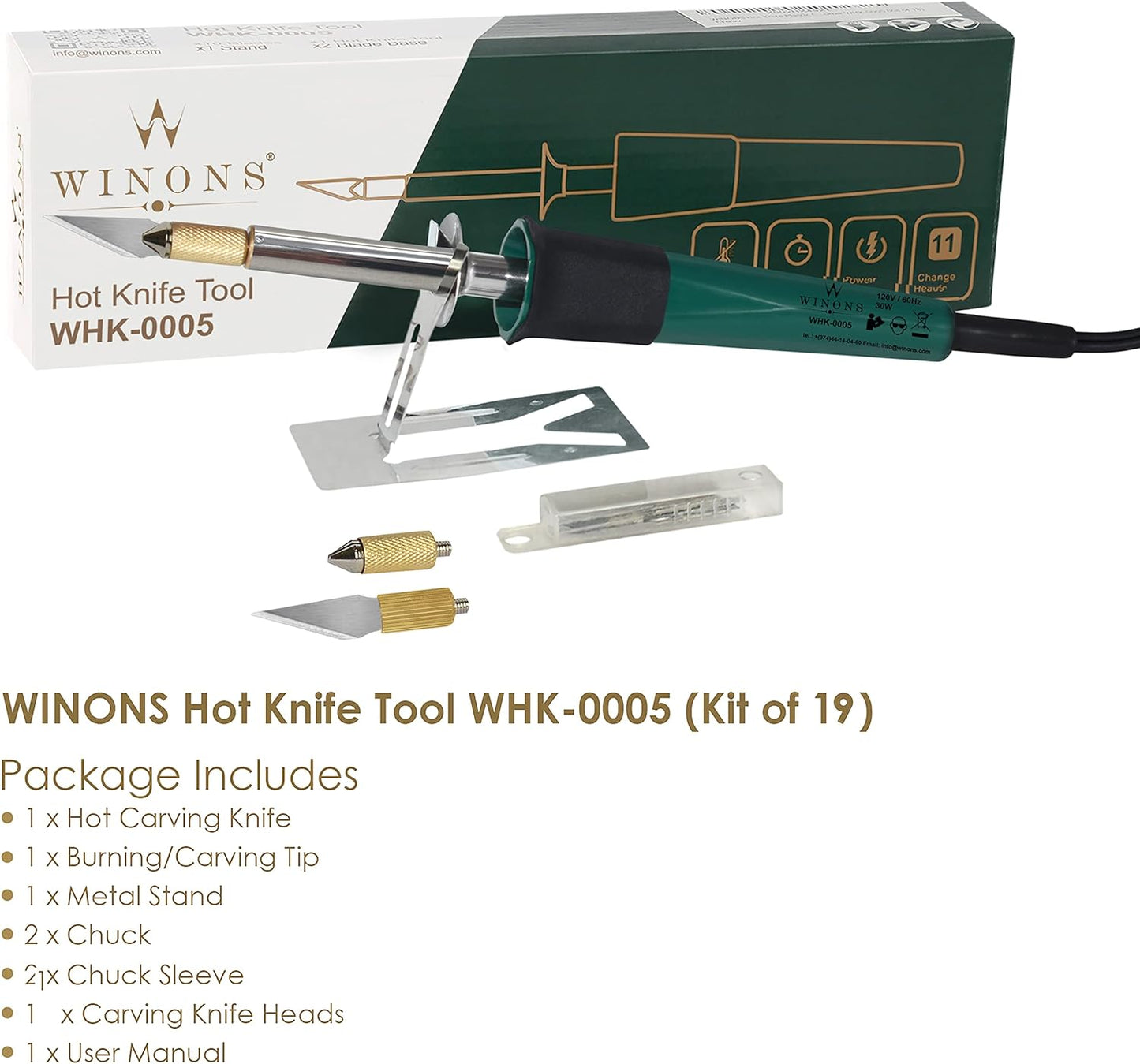 WHK-0005 Hot Knife Plastic Cutter Tool with Replacement Heads