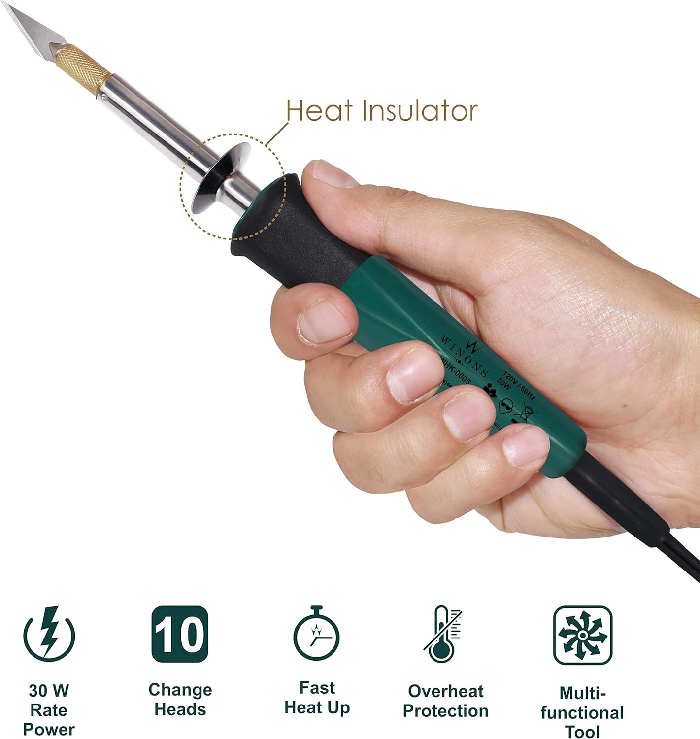WHK-0005 Hot Knife Plastic Cutter Tool with Replacement Heads