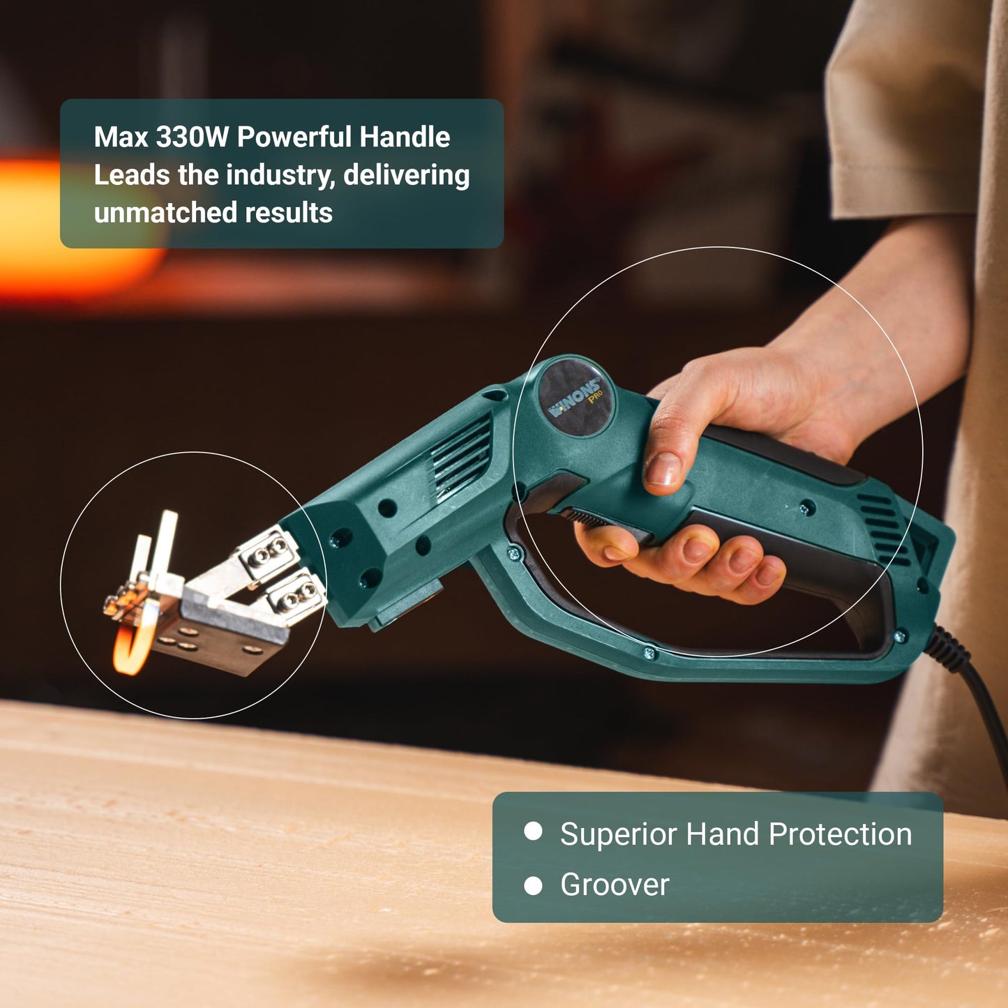 WFC-0012 Hot Knife Foam Cutter Tool with Groover - 300W, Numbered Temperature Controller - 710°C Max. Temp